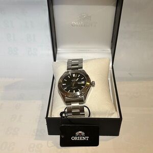 Orient Men's Stainless Steel Black Dial Watch